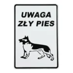 Tabliczka ostrz.Uwaga zły pies (całypies) 14 x 20 cm